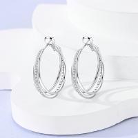Pendientes de aro de Plata de Ley 925 para mujer, aretes redondos de circonita verde, regalos de joyería - details 1