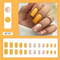 24Pcs/Box Uñas Postizas Francés Arco Iris Con Patrón De Corazón Blanco Uñas Postizas Largas Cuadradas Cubiertas De Plástico Para Manicura - details 12