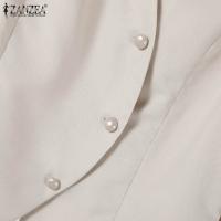 ZANZEA Conjunto De Verano Para Mujer 2 Piezas Top Irregular Y Pantalones De Pierna Ancha Moda Coreana Elegante Ropa De Oficina - details 11