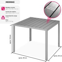 Mesa de Jardín Exterior de Aluminio 90x90x74,5cm Diseño de Patas Ajustables y Topes - details 9