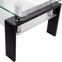 Mesa Moderna de Centro con Tapa de Cristal Transparente y Base de Metal Negro (100x60 cm) - details 4