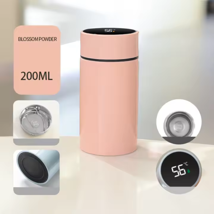 Taza térmica inteligente de 200ML, termo de bolsillo de acero inoxidable a prueba de fugas, pantalla de temperatura, Mini taza de café, botella de agua aislada - 1