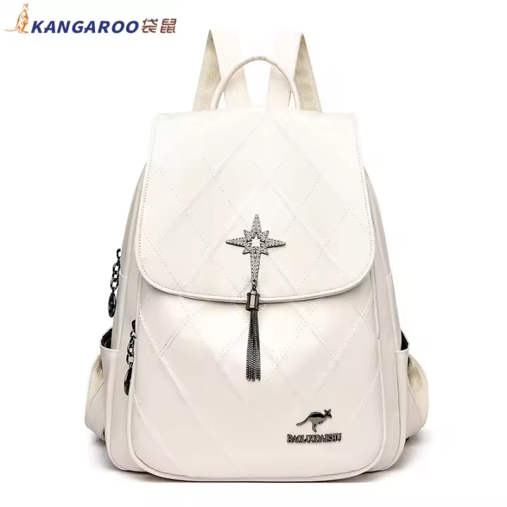 Mochila de cuero de canguro 2025 nueva moda de cuero suave Casual mochila de gran capacidad bolso de mujer versátil - 1