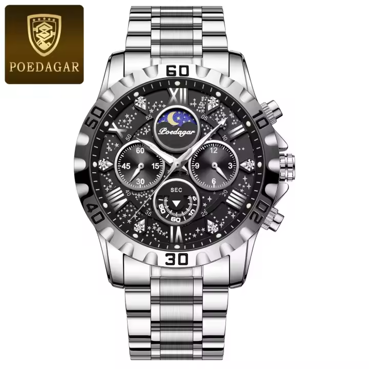 Reloj militar de lujo de alta calidad para hombre, cronógrafo, resistente al agua, luminoso, de pulsera, de acero inoxidable, de cuarzo, con caja - 1