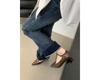 Nueva moda temperamento tacones altos de las mujeres de tacón grueso puntiagudo retro Mary Jane zapatos T-correa solo zapatos - details 25