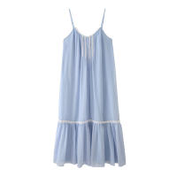 Vestido de tirantes finos de longitud media con borde floral elegante para mujer nuevo estilo - details 0