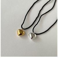 Collar Colgante Corazón de Plata, Negro de una sola cadena, Collares de Mujer, Collares de Cuello y Punto, Joyería y Bisutería - details 10