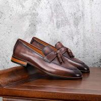 2024 Zapatos de vestir de fiesta de boda informales con borlas de piel de vaca hechos a mano de lujo para hombre - details 0