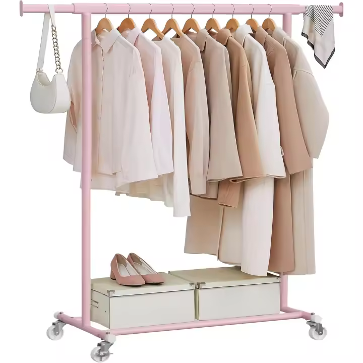 Perchero Extensible para Ropa con Ruedas Carga Pesada de 100 kg Fácil de Montar Portátil - 1