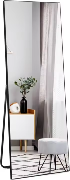 Espejo de Pie Completo 165x60 cm Espejo Pared Negro A Prueba de Explosiones para Dormitorio, Entrada, Pasillo o Habitación de Baño - 1