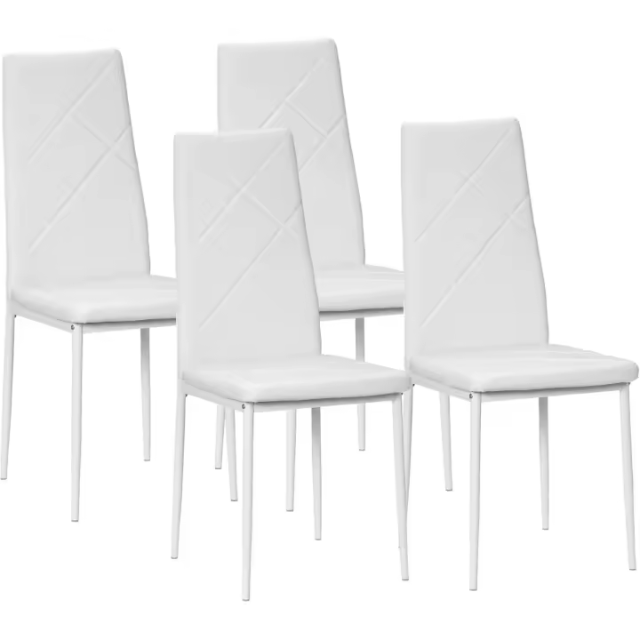 Juego de 4 Sillas de Comedor Nórdicas Sillas de Cocina Tapizadas de Piel Sintética con Patas de Acero Carga 120 kg para Salón 41x50x97 cm Blanco - 1