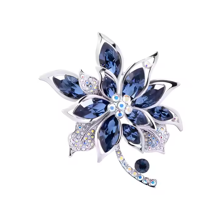 Joyas de Labería Broche de Hibisco de Cristal Accesorio de Traje Vintage de Alta Gama - 1