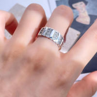 Anillos anchos Retro de Plata de Ley 925 para mujer, joyería con gemas estampadas, Jomon Stone Pavé, regalo para citas y fiesta de boda - details 0