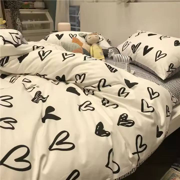 Juego de Ropa de Cama con Sábana y Funda de Edredón de Lino para 2 Personas Tamaño King 220x240 Euro Ideal para Colchón y Extensión de Cama - 1