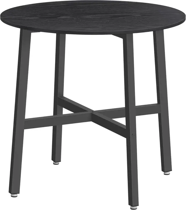 Mesa de Comedor Redonda Industrial 80x75cm Estilo Rústico Marrón Para Sala de Estar, Oficina - 1