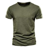 Camiseta de Color sólido de alta calidad para hombre, camisetas informales con cuello redondo, novedad de verano, Camiseta clásica 100% de algodón para hombre - details 3
