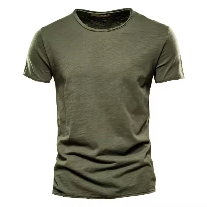 Camiseta de algodón para hombre, camisetas sólidas ajustadas con diseño de moda con cuello en V, camisetas para hombre, camisetas de manga corta para hombre - 1