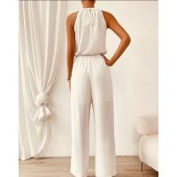 2025 Europa Y Estados Unidos Nuevo, Viento Elegante, Mono De Cintura, Color Sólido Colgando Cuello Sin Tirantes Pantalones Mono Superior - details 3