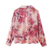 BUNO-Conjunto de dos piezas con estampado floral y manga larga para mujer, camisa informal con una hilera de botones y falda plisada de cintura alta - details 12