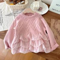 Suéter de princesa con costuras de encaje para niña, suéter grueso y cálido, jerséis de punto para otoño e invierno, 2024 - details 7