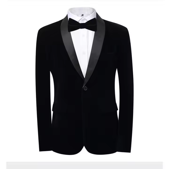 Chaqueta de terciopelo para hombre, abrigo deportivo ajustado, color sólido - 1