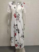 Elegante Vestido Largo con Encaje Impreso de Moda 2024 Cuello en V Alto Cintura Grande Swing Maxi para Mujeres - details 4