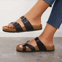 Women Toe Loop Buckle Strap Flat Slippers Open Toe Non-slip Slip On Slides Casual Indoor & Outdoor Shoes - details 4