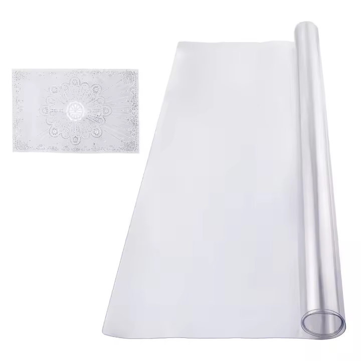 SucceBuy Funda de plástico para mesa, protector de mesa transparente, tapete de escritorio cuadrado de PVC, impermeable y fácil de limpiar para oficina, comedor, mesita de noche - 1