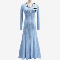 Vestido de punto ajustado elegante para mujer, vestidos Vintage de diseñador de manga larga con letras y una botonadura, suéter de invierno 2024 - details 12