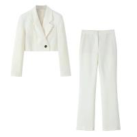 TRAFZA-Blazer de tendencia para mujer, traje recortado de curva elegante con bolsillos en el pecho, para ir a la Oficina, novedad - details 2