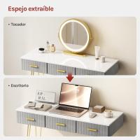 Mesa de Maquillaje Redonda con 3 Cajones Juego de Mesa Tocadora con Taburete - details 20