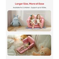 Sofá inflable para niños pequeños, extra grande de 38,6 x 27,6 x 28,4 pulgadas, sofá convertible 2 en 1 para niños pequeños, sofá portátil con felpa para niños y niñas, hogar y campamento (rosa) - details 2