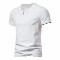 Camiseta Henley de Manga Corta para Hombre en Verano Cuello en V, Ajuste Delgado, Transpirable para Deportes y Fitness - details 8