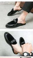 Nuevas sandalias informales de moda para hombre, mulas de piel de cocodrilo, suela de goma antideslizante británica, suaves y transpirables para caminar - details 6