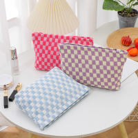 Bolso De Maquillaje Aesthetic De Cuadros Organizador De Cosméticos Para Viajes Bolsa De Almacenamiento Para Mujeres Con Cierre De Cremallera - details 3