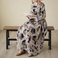 Vestido Vintage de Algodón de Manga Larga Talla Grande, Elegante y Suelto para Mujeres - details 12