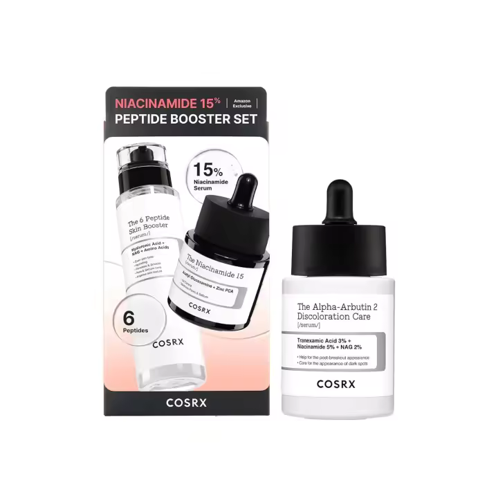 COSRX Niacinamida 15% Peptide Booster Set + 2% Suero para el cuidado de la decoloración de alfa arbutina - 1