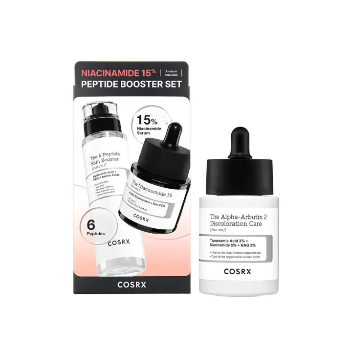 COSRX Niacinamida 15% Peptide Booster Set + 2% Suero para el cuidado de la decoloración de alfa arbutina - 1