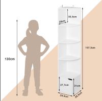 Estantería de 5 niveles, estante esquinero de pie, estantería blanca de almacenamiento, 1 armario con puerta - details 0