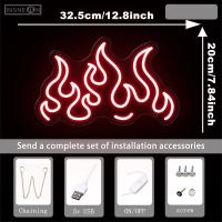 Letrero de neón con llama, tienda de luz, cafetería, restaurante, habitación, fiesta, decoración de pared colgante, USB, noche, regalos de cumpleaños, lámpara de decoración de dormitorio, lámpara de neón, manocave - details 0