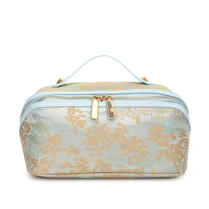Nueva y elegante bolsa de cosméticos bordada para mujer, viaje portátil, artículos de tocador de gran capacidad y bolsa de almacenamiento - 1