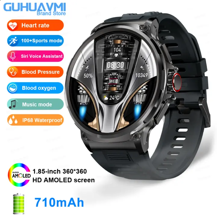 Reloj inteligente militar resistente para hombre, pulsera con pantalla grande HD de 1.85 pulgadas, Bluetooth llamadas, 710 mAh, rastreador deportivo para Android e IOS, el mejor regalo para deportes,2025 - 1