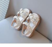 Sandalias florales para niñas pequeñas con cuentas, zapatos dulces de princesa de verano para niños, punta abierta, antideslizantes, talla 21-30, gancho y bucle, - details 5