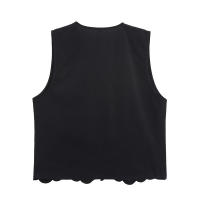 ZOCI- novedad de verano, camiseta sin mangas de mezcla de lino con bordado hueco resistente a la moda para mujer - details 2