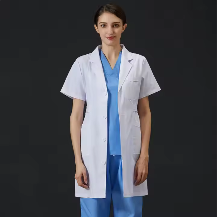 Bata de laboratorio personalizada para hombre, bata de laboratorio de manga corta con 3 bolsillos para mujer, bata médica, uniforme de clínica hospitalaria para enfermera - 1