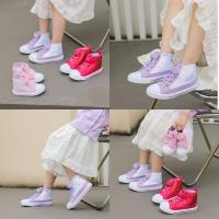 Zapatos de lona para niños primavera y otoño tendencia alta con lentejuelas zapatos de princesa niñas hebilla zapatos casuales de tablero - details 12