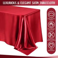Vino rojo imitación seda satén boda sólido Rectangular banquete Rable té mantel mantel - details 3