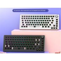 Kit de teclado mecánico de aluminio de 83 teclas con cable RGB, intercambiable en caliente, metal personalizado, teclados multifunción para juegos, plateado - details 4