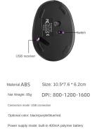 BTS-908-ratón vertical recargable inalámbrico, receptor ergonómico de 2,4G, USB 1600 DPI ajustable - details 1