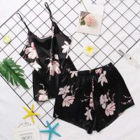 Ropa interior de mujer, ropa de dormir de seda satinada, chaleco, pantalones cortos, conjunto de dos piezas de verano, ropa de dormir para mujer - details 10